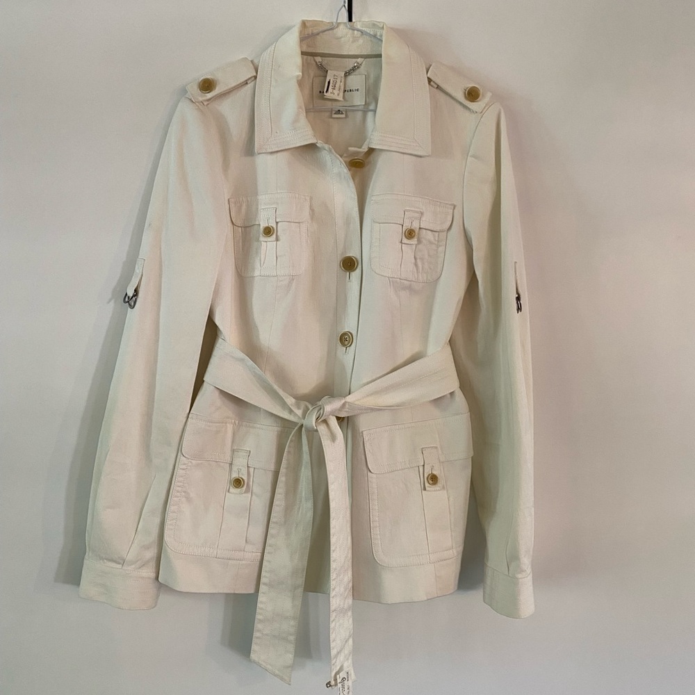 Banana Republic Vintage White Safari Jacket.